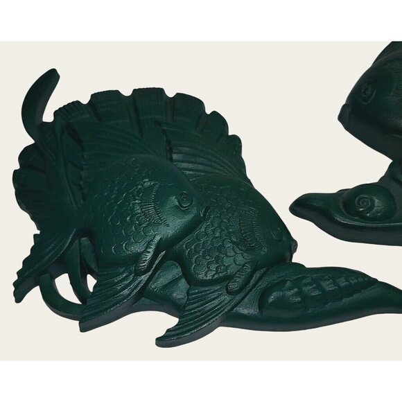 Vintage Homco Green Fish Wall Hanging Decor Set Of 2* 51 - Picture 10 of 11